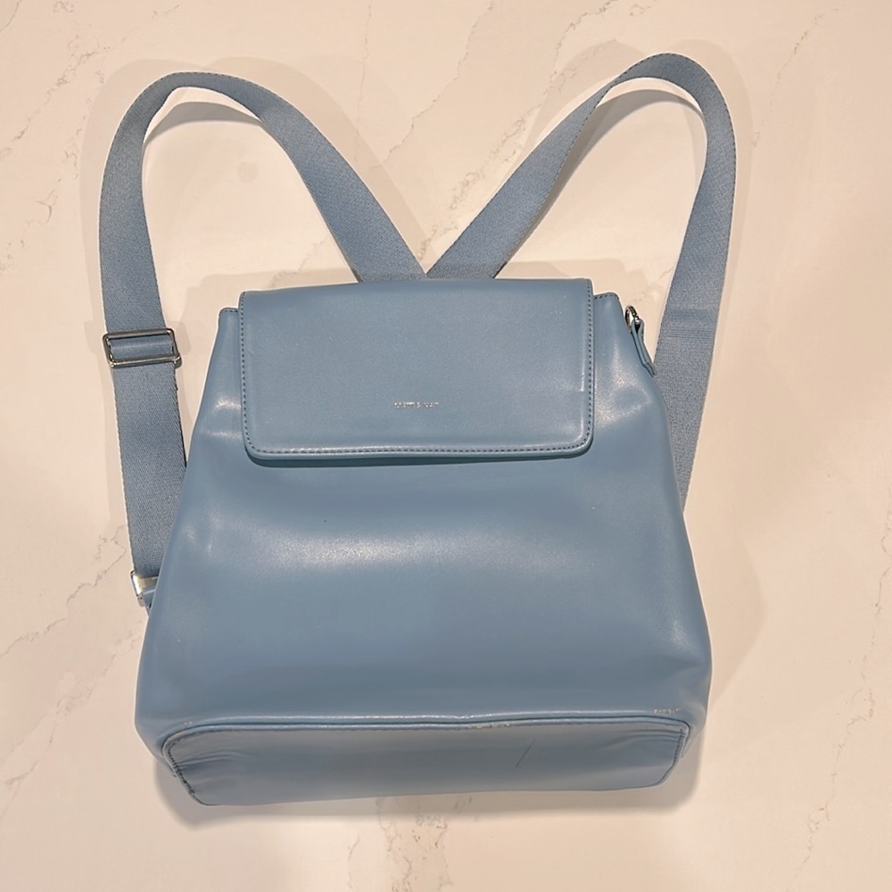 Matt & Nat Annex Loom Purse Backpack Vegan Leather Lquid Blue Color Medium - Picture 3 of 11